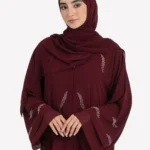 Afghan Embroidered Hijab – Burgundy Gold