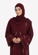 Afghan Embroidered Hijab – Burgundy Gold
