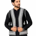 Afghan Men's Embroidered Waistcoat Set – Black