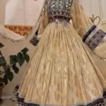 Afghan Women's Silk Traditional Dress – Ivory Gold