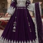 Afghan Women's Embroidered Maxi Dress – Plum